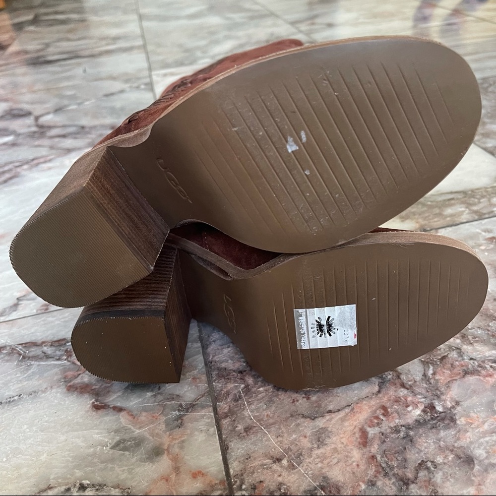 New Ugg Australia Maeva Mahogany Suede Heeled Boots Size 5 - Picture 8 of 10